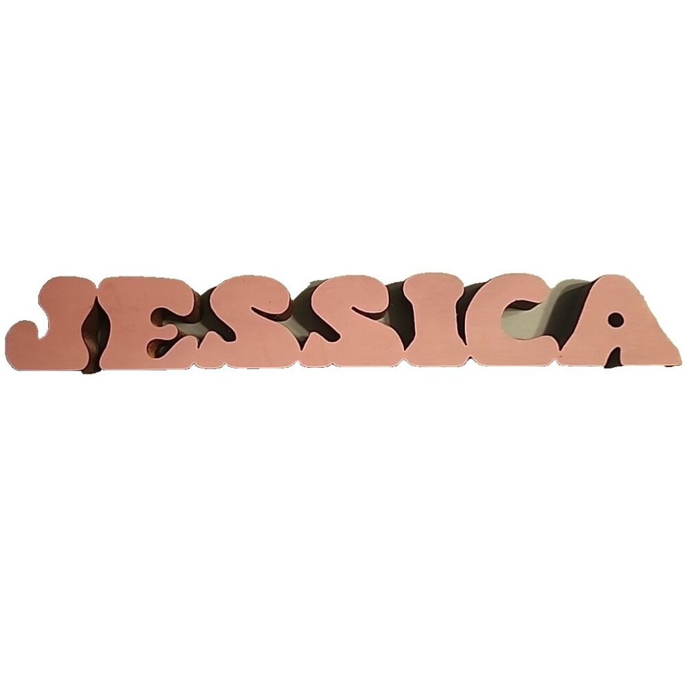 JESSICA 1-Piece Wood Carved Personalized Name Sign Plaque 11.5 x 1 5/8"